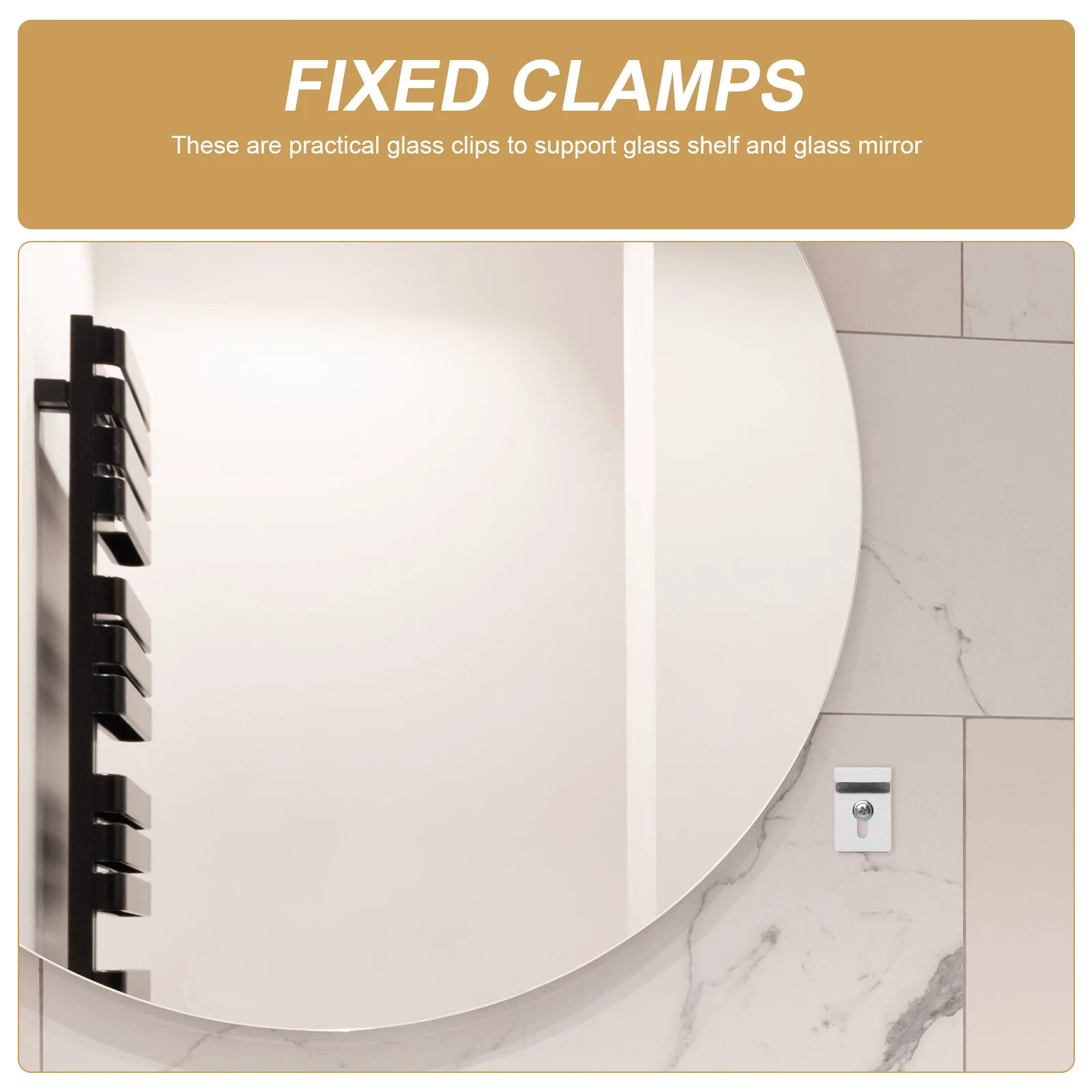 

8Pcs Mirror Holder Clips Glass Clamp Sturdy Wall Brackets for Frameless Mirror Bathroom Use Glass Holder Clips