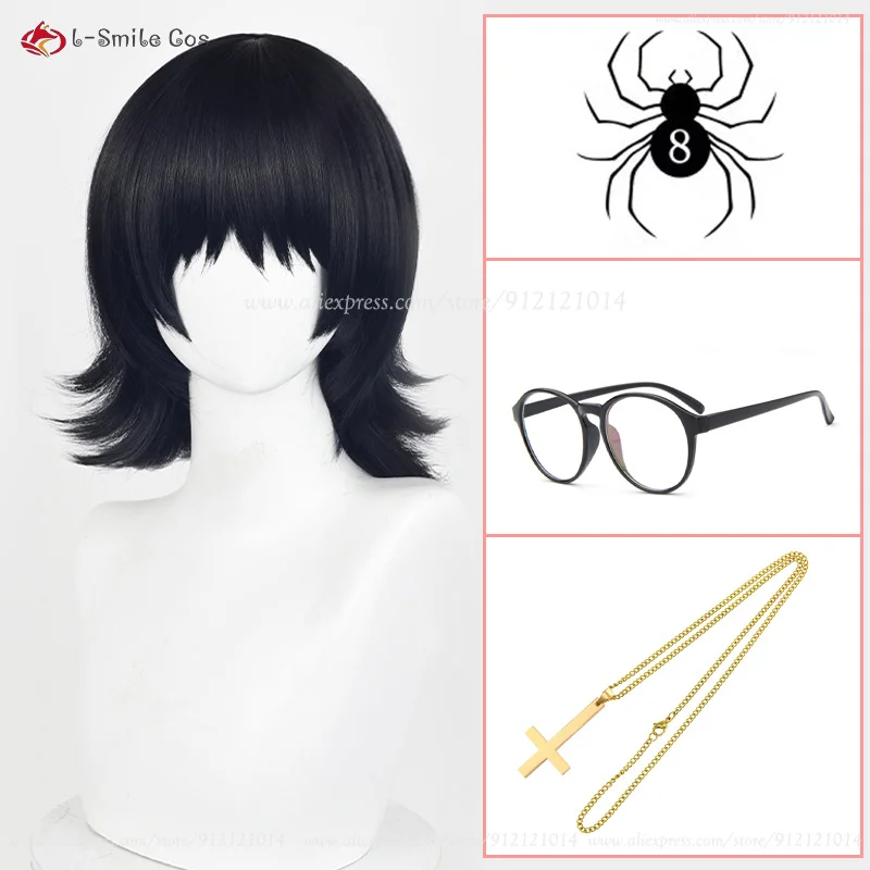 

New Style Shizuku Murasaki Cosplay Wig 38cm Black Cos Shizuku Anime Wigs Heat Resistant Synthetic Hair + Wig Cap