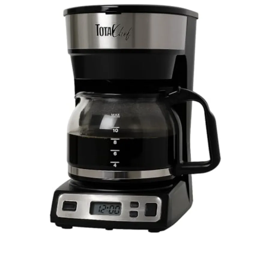 Drip Coffee Maker - 12-Cup Programmable Coffee Machine With Glass Pot Pause and Pour Auto Shut-Off Large Water Reservoir Reusab