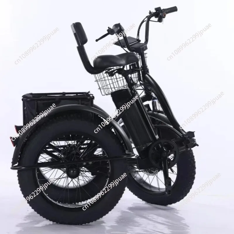 500W Electric Tricycle for Adults Brushless Motor Folding Trike Ebike Folding E-Tricycle with Large Basket