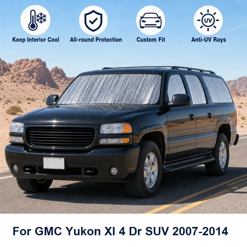 For GMC Yukon Xl 4 Dr SUV 2007-2014 Full Set Car Window Sunshades UV Block Privacy Heat Insulated Foldable Car Curtain