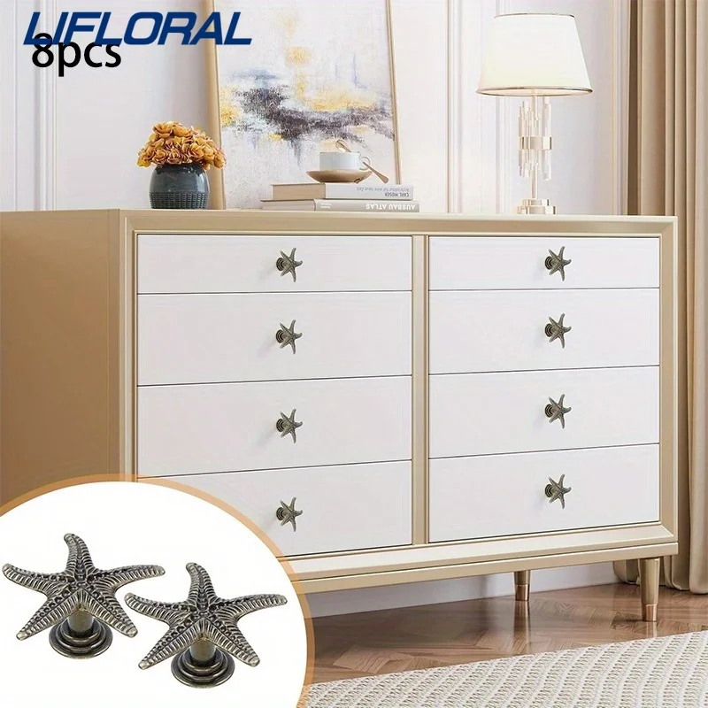 

8 Pcs Cabinet Knob,Ocean Theme Single Hole Pulls for Suitable for Kitchen Dresser Bathroom and Other Home Decoration