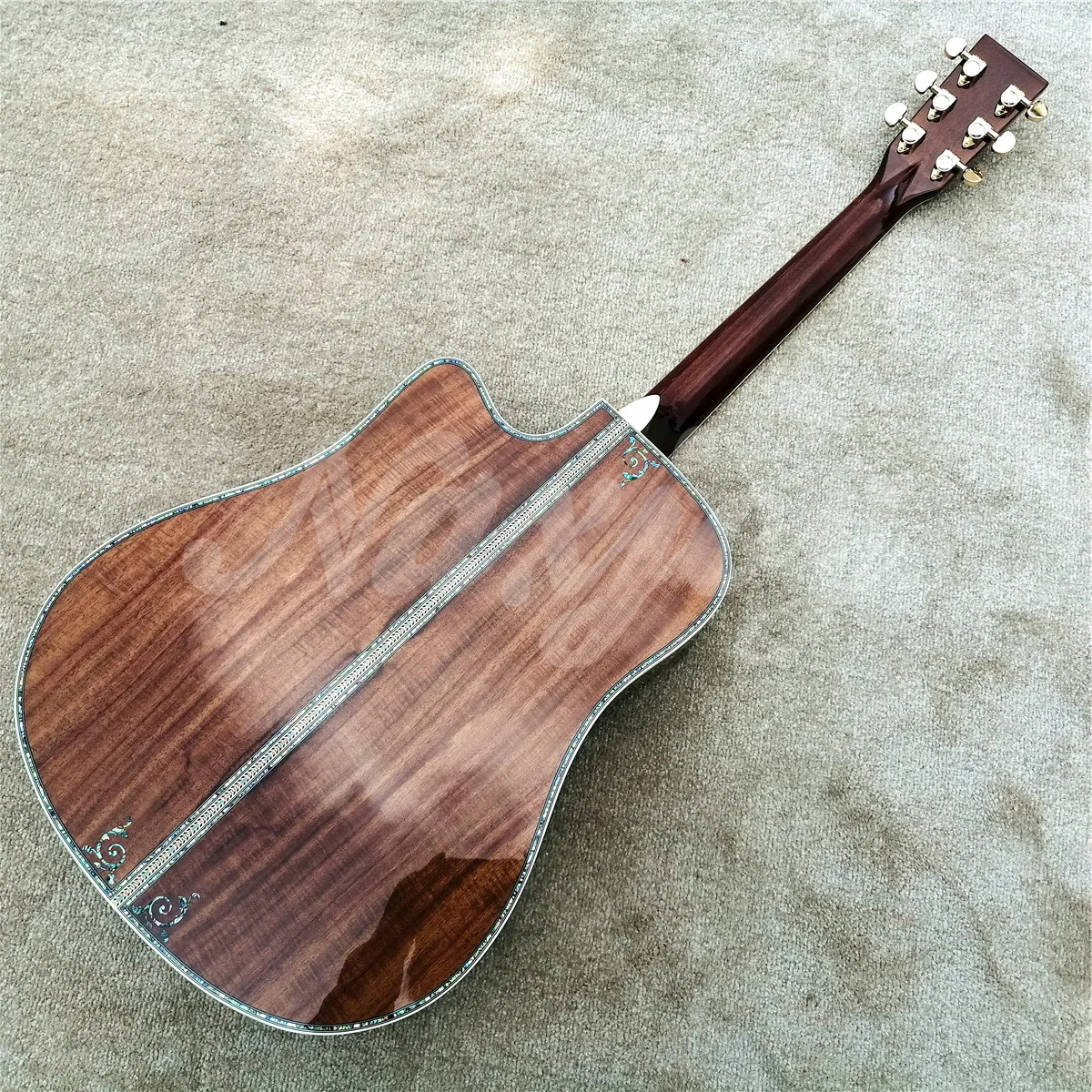 Custom All Koa Wood Acoustic Guitar 41 Inches Abalone Tree Of Life Ebony Fingerboard Guitarra