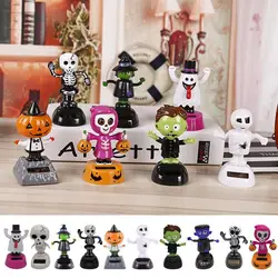 Halloween Solar Bobble Ghost Shaking Head Dancing Ghost Figurine Car Dash Board Decorations Halloween Party Gifts For Home Decor
