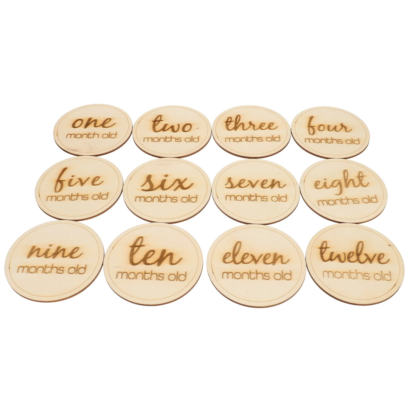 12Pcs Wooden Baby Growth Recording Cards Monthly Milestone Plaques for Newborn Photos Nursery Shelf