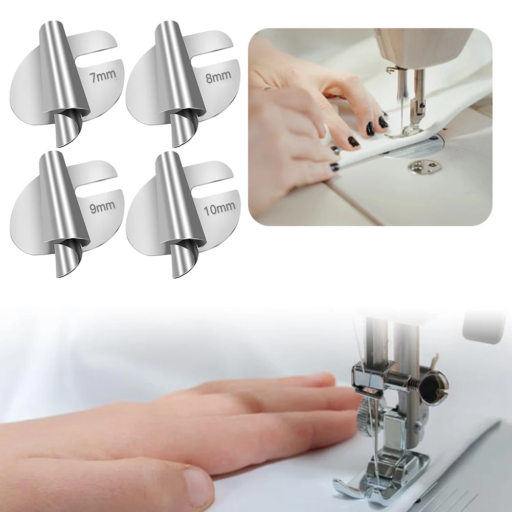7-10mm Sewing Scroll Hemmer Foot Universal Curved Scroll Hemmer Foot Stainless Steel 4pcs DIY Crafts Sewing Tools Accessories