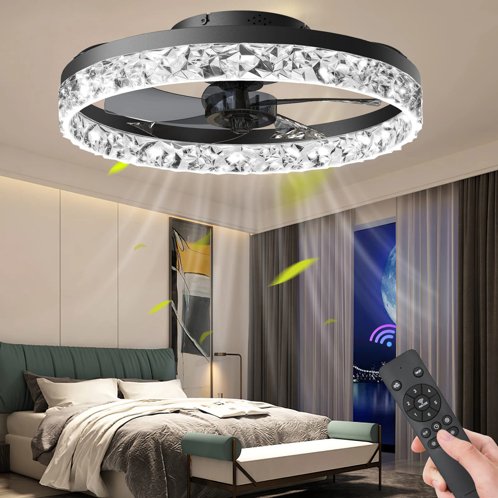 IRALAN Ceiling Fan With Led Light And Remote Control For Home Decoration Bedroom Living Dining Room Lustre Dimmable Electric Fan