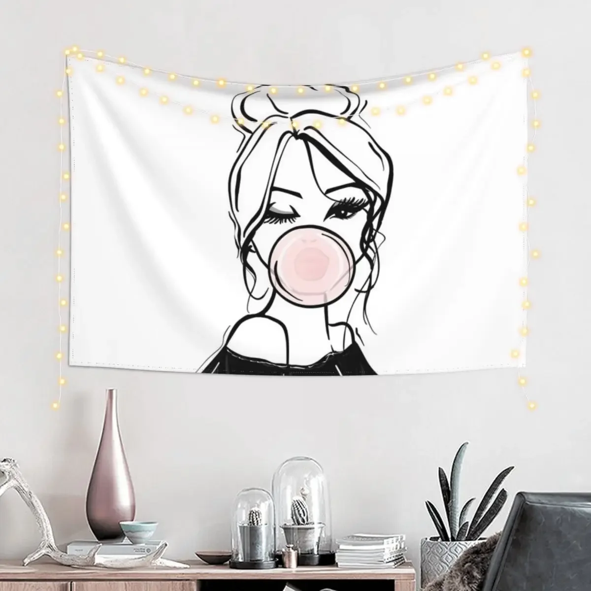 Bubble Gum Wink Fashion Illustration Tapestry Wall Decoration Items Wall Hangings Decoration Tapestry