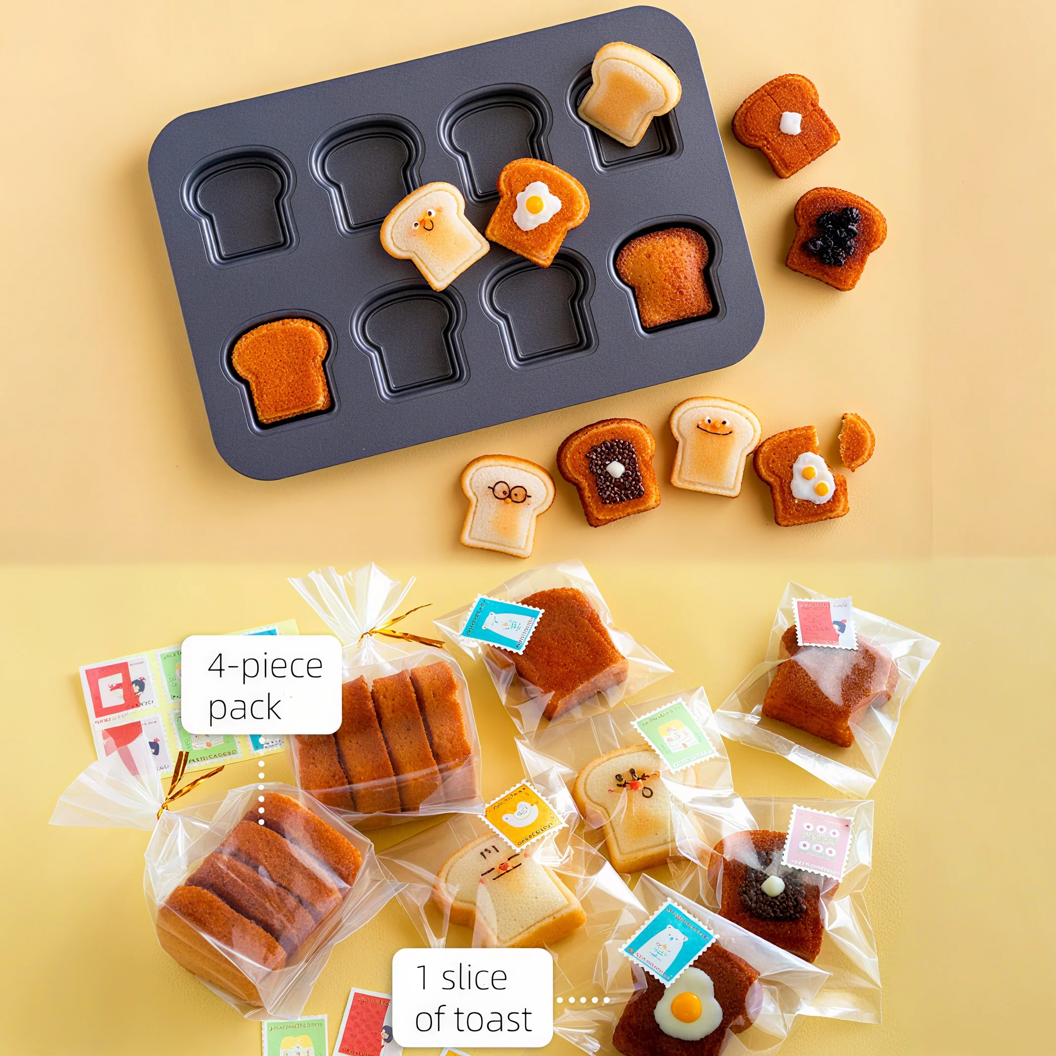

8 Cavity Toast Molds Jam Sandwich Bread Loaf Pan Baking Cake Pan Baby Chocolate Tartine Baking Tray Toast Baking Supplies