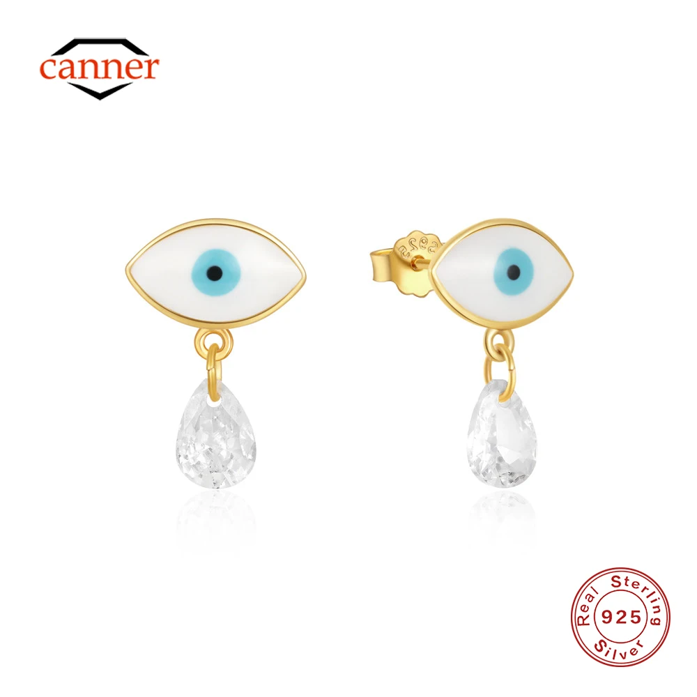 CANNER 925 Sterling Silver Oil Dripping Devil's Eye Single Pendant Earrings For Women 18K Gold Fine Jewelry Exquisite Gift