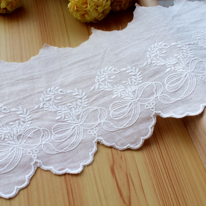Cotton Embroidered Flower Lace Fabric, Sewing Applique, Ribbon Collar, Wedding Guipure Decor, Dubai, DIY, White Pink Black Blue