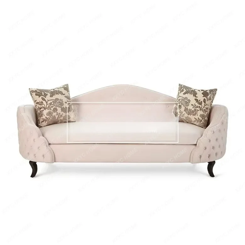 XX light luxury double triple sofa casual solid wood velvet fabric buckle living room club studio sofa