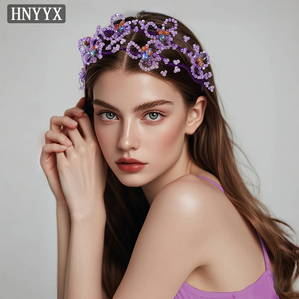 HNYYX Luxury Sparkling Womens Crystal Wide Hair Hoop Girls Princess Headband Bridal Wedding Baroque Party Hair Accessories A170