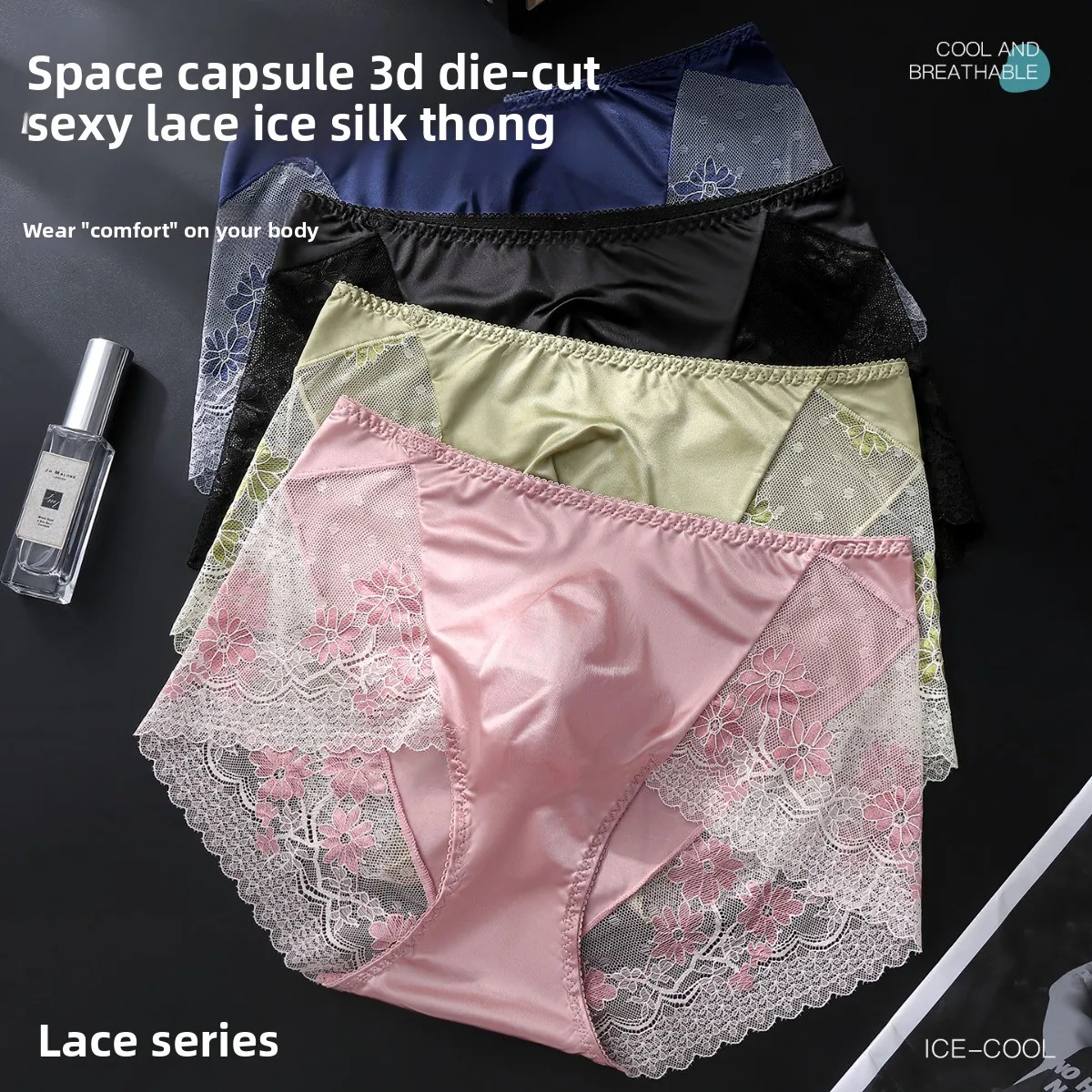 Obrázek 4: 2ks luxusní satén led hedvábí pánská krajka kalhotky nízko stoupání květinová krajka strana prodyšné měkké pohodlné uitra hubený rychlý suchý vázací