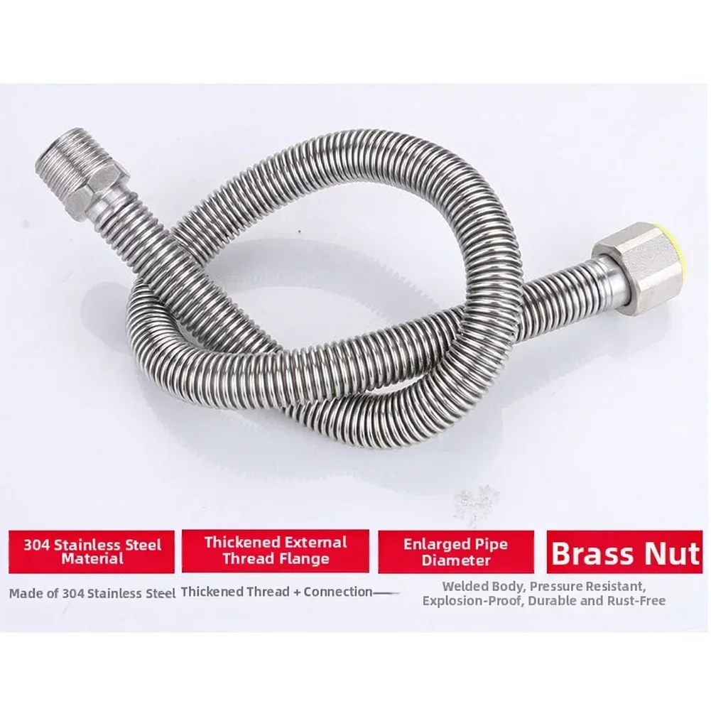 Corrugated Stainless Steel Hose 40cm G1/2 DN15 for Toilet Sink and Tub with Anti Leakage Design and Heat Resistant Inner Layer