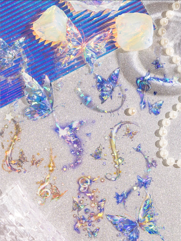 20 Stück 3D Laser Silber PET Aufkleber Pack DIY Scrapbooking Dekor Fotoalbum Kreatives Briefpapier Collage Materialien Aufkleber – Detail 20