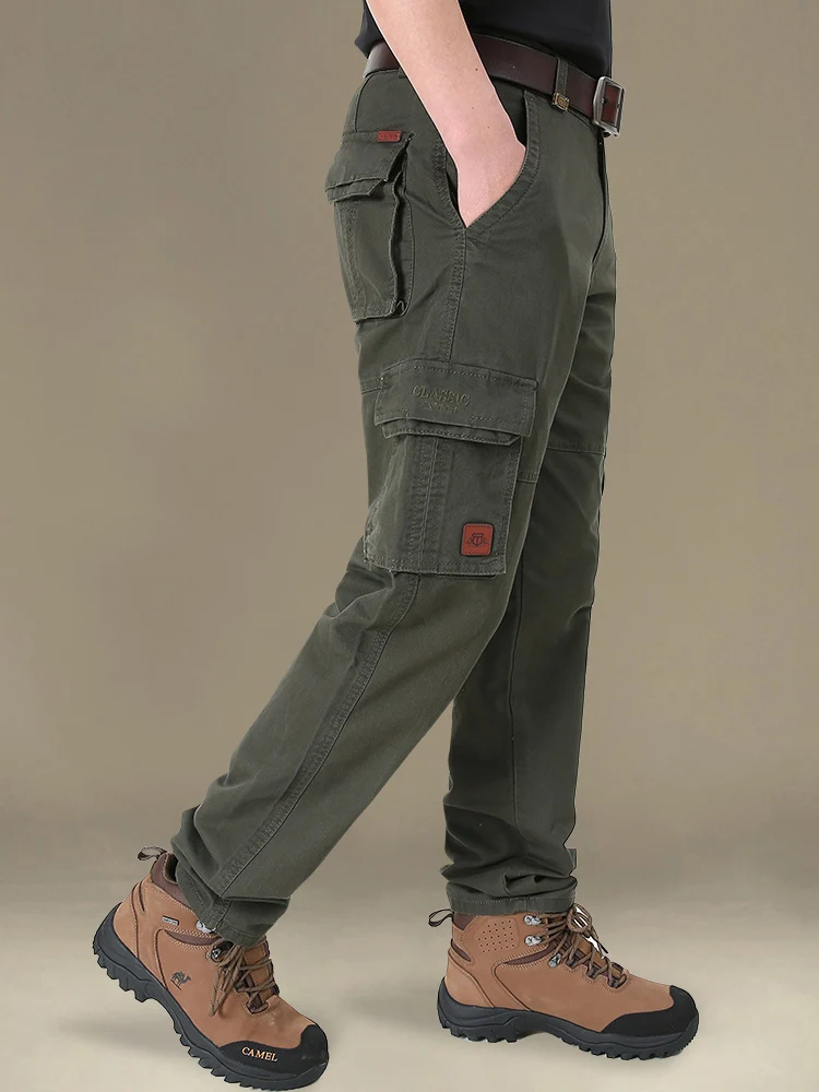 

American Sle Workwear Pants Men's Spring Autumn Pure Cotton Large Size Long Trousers Outdoor Multi ket Loose Straight Ca...