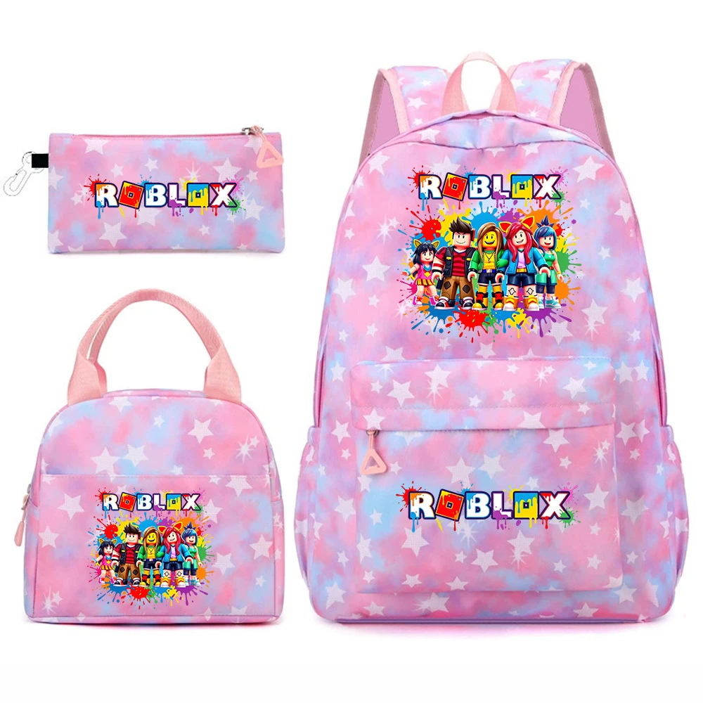 

Набор школьных рюкзаков Roblox из 3 предметов для девочек: легкий ученический рюкзак с сумкой для обеда и пеналом с принтом