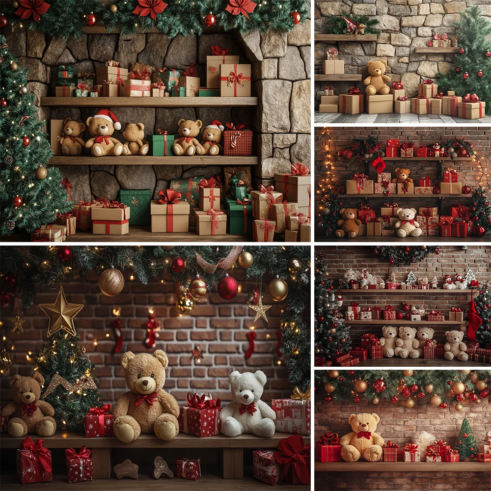 

Photography Backdrop Cute Toy Bear Room Christmas Decoration Kids Xmas Holiday Supplies Backgrounds For Photographs