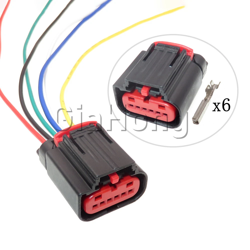 1 Set 6 Ways AC Assembly Accel Pedal Position Sensor Wiring Harness Plug With Terminal 1438153-5 Auto Socket For Ford