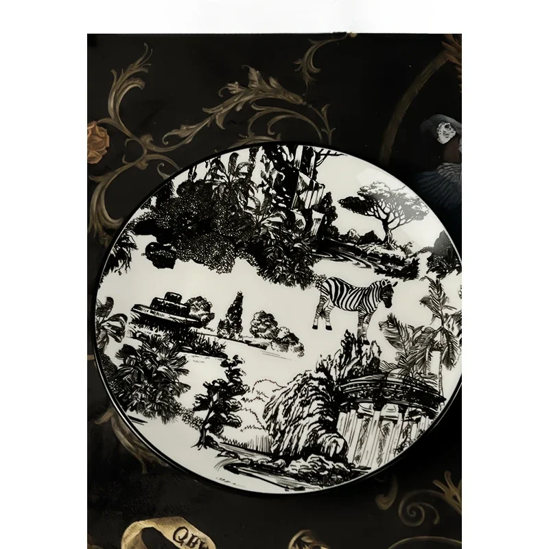 

French Judy Plate Retro Zebra Ceramic European-Style Mid-Ancient Niche Plate Collection Dinner Ceramic