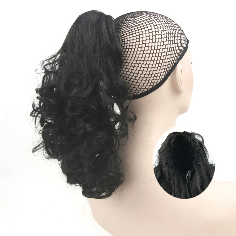 Short Afro Curly Drawstring Ponytail Wig Hairpiece Synthetic Hair Pony Tail Clip In Hair Extensions for Women