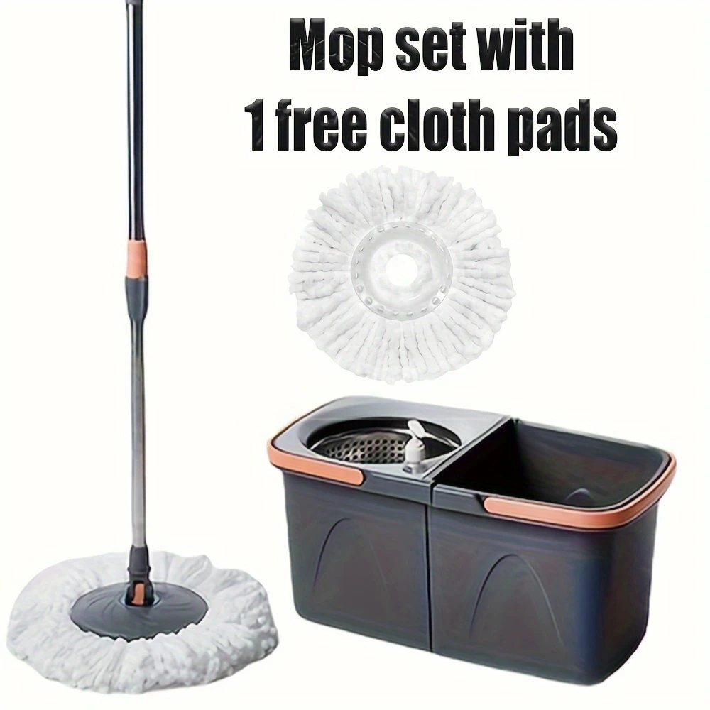 Home rotating mop and bucket, hands-free mop, suitable for dust removal, dry and wet dual-use floor cleaning