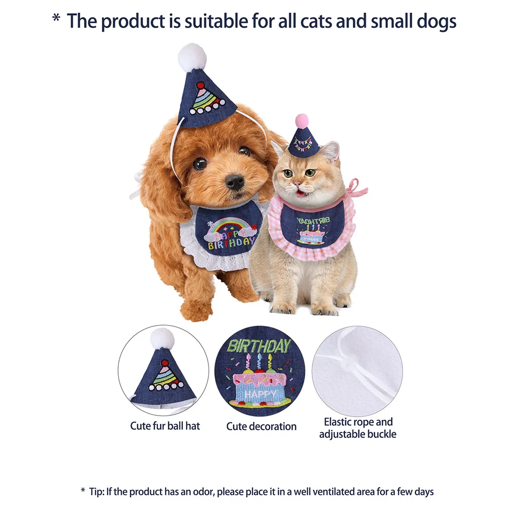 

1 Pc Pet Party Hat Mini Doggy Outfit Puppy Supplies Cute Cat Dog Accessories Adjustable Pet Birthday Bandana Scarf Set