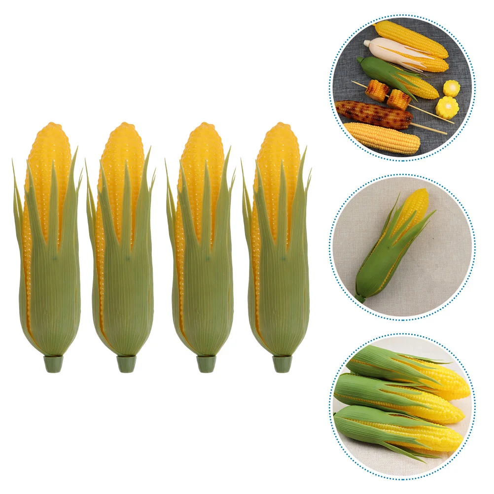 4 Pcs Artificial Vegetable Simulated Corn Kernels Simulation Plants Vegetables Prop Lifelike Fake Plastic Child