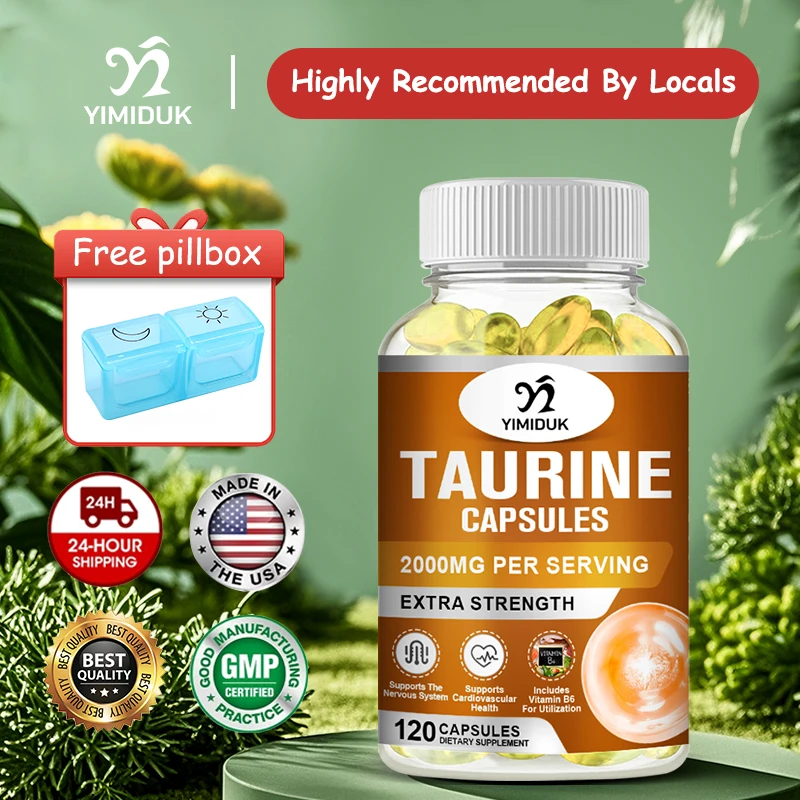 

Капсулы Yimiduk High Potency Taurine с витамином B6, поддерживают уменьшает усталость упражнений, улучшает увлажнение и восстановление мышц