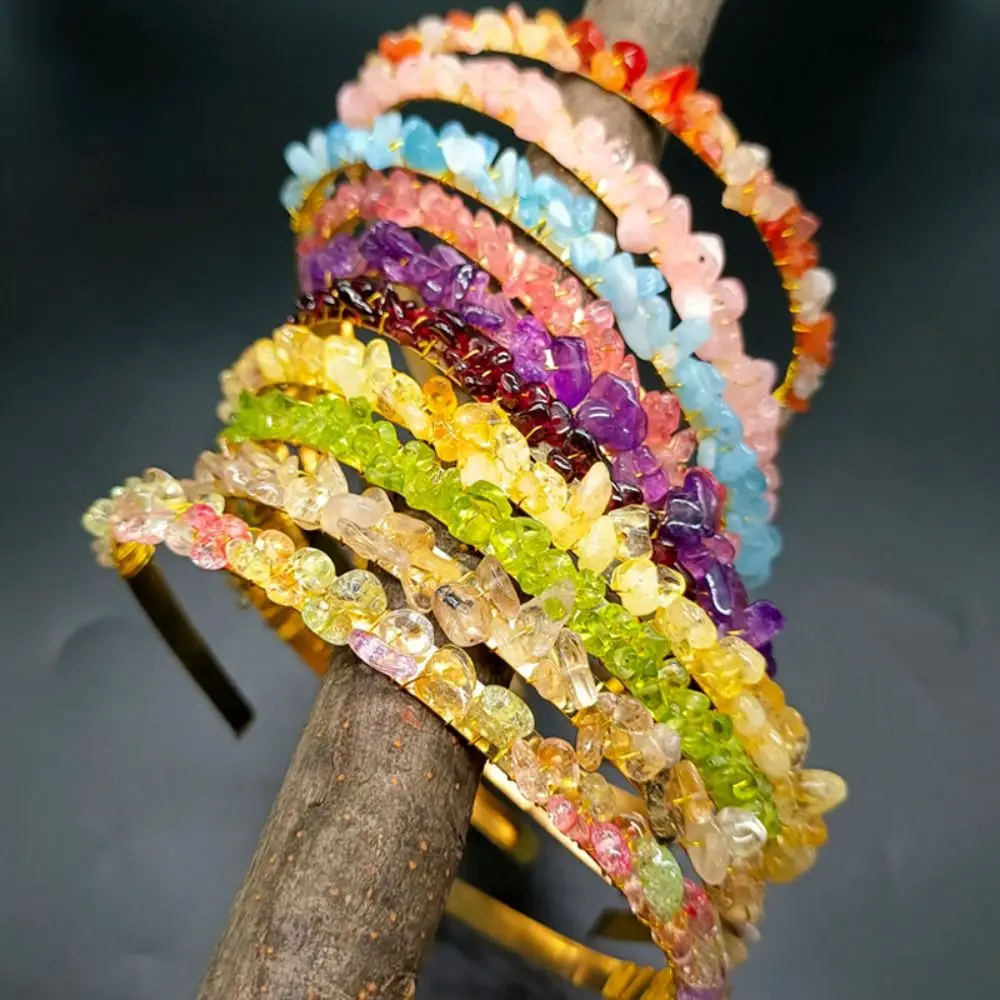 Colorful Jewelry Tiara Crown Rainbow Raw Quartz Crystal Headband Hair Hoop Fashion Hair Jewelry for Women - Image 2