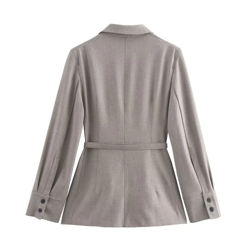 Pop Autumn New Product Women's Fashion And Leisure Versatile Collar Long Sleeve Slimming Waist Top With Belt Suit Coat