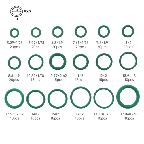 Imagen 2 del producto Juego de juntas tóricas para aire acondicionado automotriz, 270 Uds., Kit de sellado de goma, 100 Uds., núcleo de válvula de CA R12 R134a, reparación de línea de refrigeración para coche
