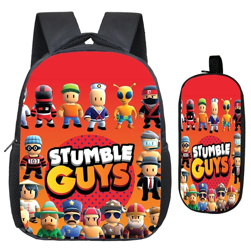 

Cartoon Stumble Guys Backpack Pen Bag 2pcs Set Baby Toddler Kindergarten Bags Kids Schoolbag Boys Girls Daily Bookbag gift