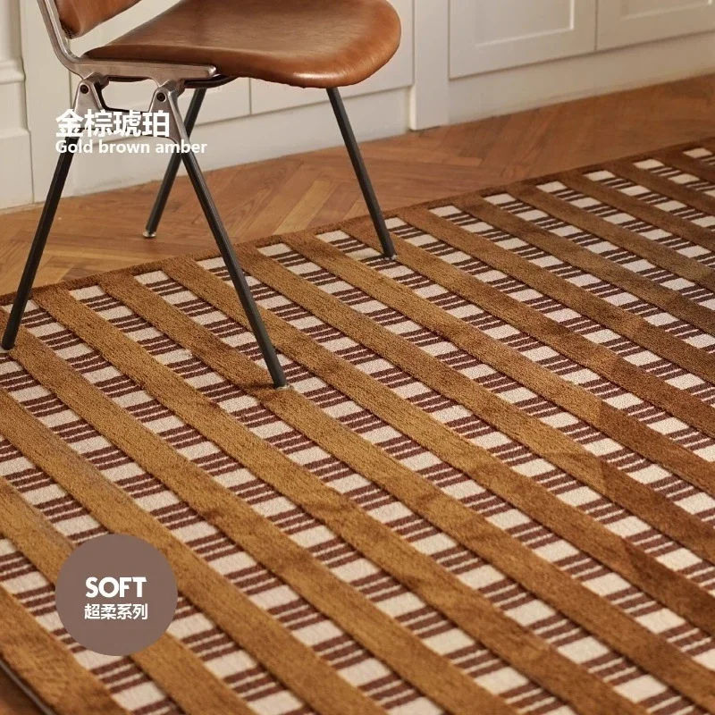 Gold brown amber carpet living room bedroom high sense designer contrasting color geometric color floor mat