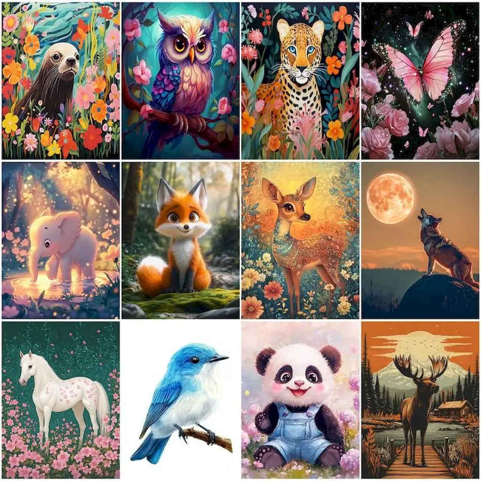 

RUOPOTY Paintings For Painting By Numbers Animals Paint Kit Adult Coloring Artwork Canvas Oil Diy Crafts Kit Wall Art Home Decor