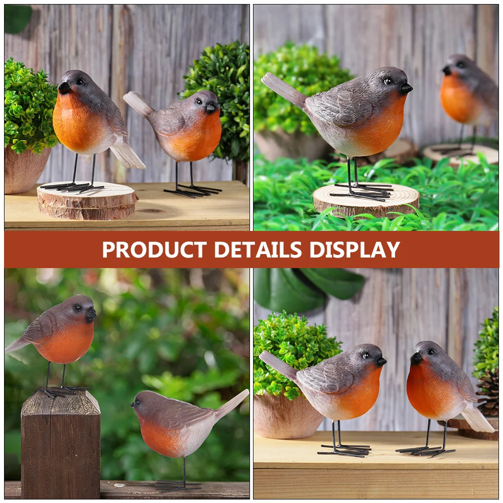 

2pcs Resin Lifelike Bird Statue For Garden Outdoor Plant Pot Decoration Desktop Adornment Small Bird Crafts Decorative