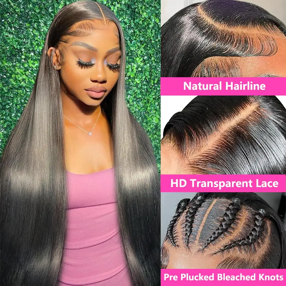 Lace Front Human Hair Wig Straight 13x4 HD Lace Wig For Women 13x6 pre plucked Transparent Lace Frontal Wig Brazilian Remy Wigs