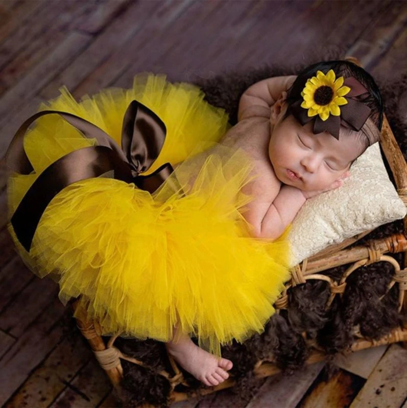 Baby Photography Props Bowknot Skirt & Headband Girl Outfit Photo Clothes Baby Photography Costume