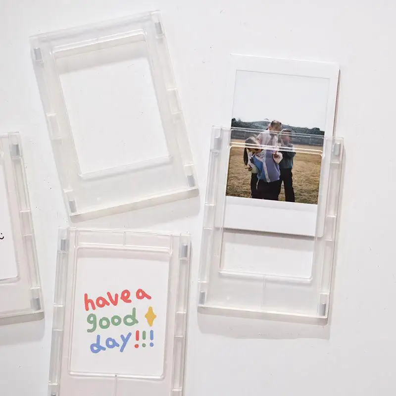 New 1/5Pc Refrigerator Magnet 3-inch Minimalist Photo Frame Transparent Acrylic Photo Card Display Refrigerator Decoration