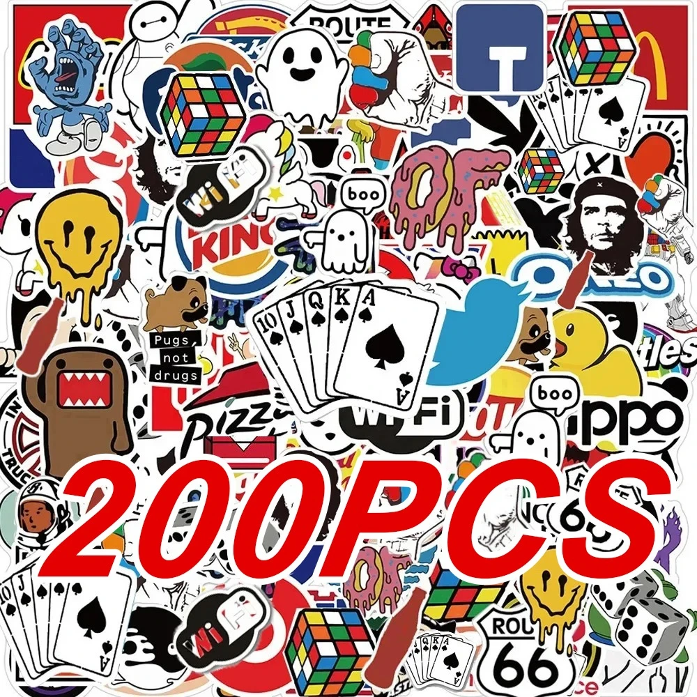 50/100/200 PCS แฟชั่น Cool ยี่ห้อโลโก้สติกเกอร์ความงามรถจักรยานยนต์โทรศัพท์สเก็ตบอร์ดแล็ปท็อปสติกเกอร์รูปลอกคลาสสิกของเล่นเด็ก