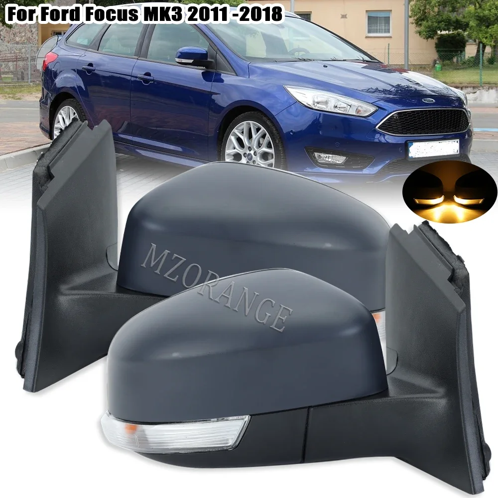 Side Rear View Mirror for Ford Focus Mk2 2008 2009 2010 2011 2012 Electric Heated glass lens Turn Signal Light Car Accessories