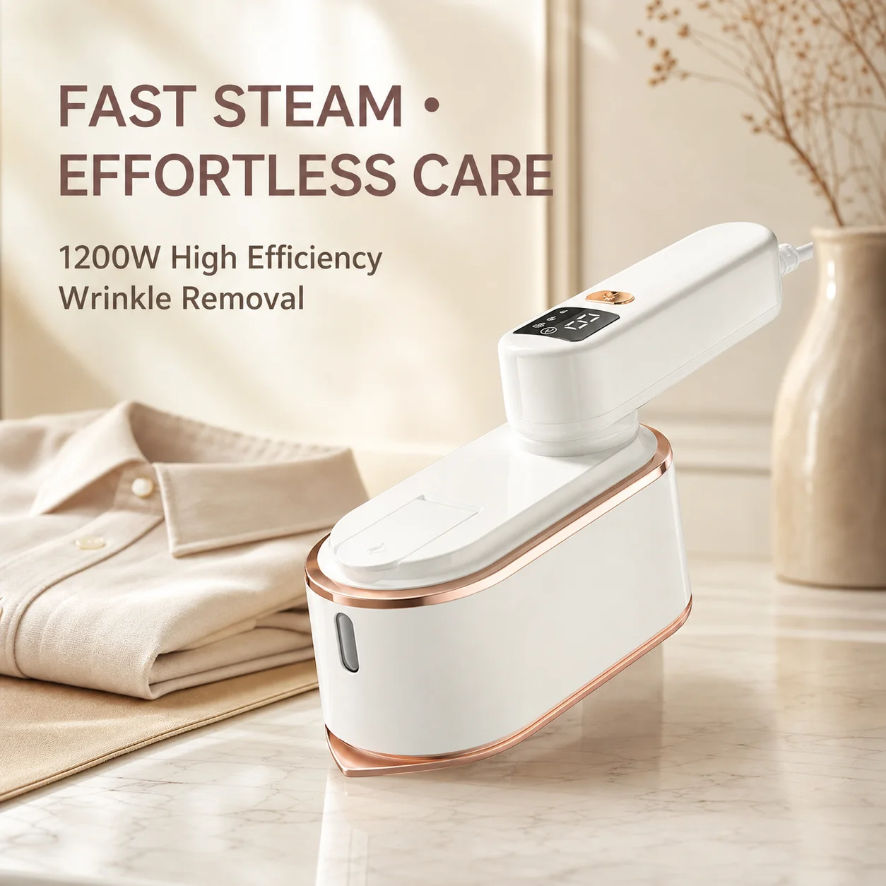 Handheld Garment Steamer Steam Iron,1200W 2-in-1 Hanging & Flat Iron,3 Speed Modes,180°Rotatable Handle, for Home Travel RV Dorm
