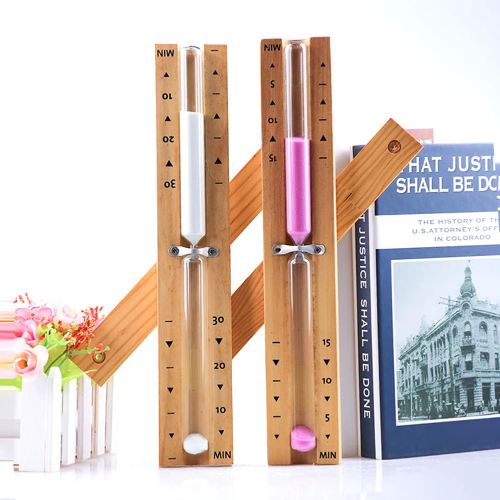 15 Minutes Bathroom Kitchen Hourglass Wooden Rotating Timer Sauna Timer Wall Mounted Explosion-Proof Glass Hourglass Ornament