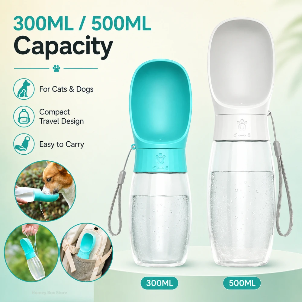 1PC Outdoor Pet Water Cup 300ml 500ml Travel Bottle with Integrated Bowl Portable Feeder for Dogs and Cats view 3