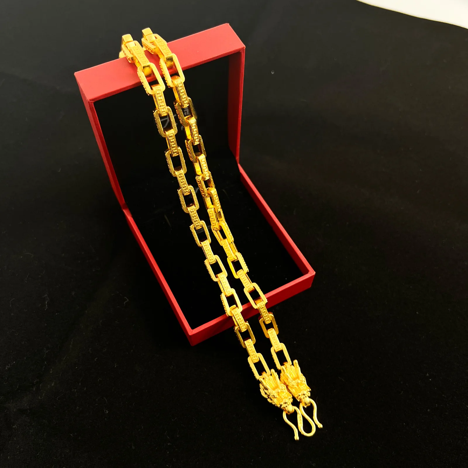 Luxury 9999 24K real gold paper buckle card necklace faucet hanging chain personality domineering trendy chain