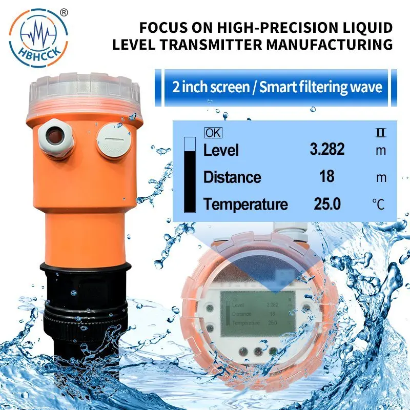 Rs485 Alarm 0-5V 4~20ma Water Tank Level Gauge Ultrasonic Water Level Sensor Level Measuring Instruments Transmitter