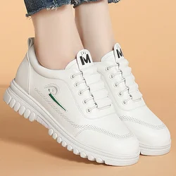 Zapatillas de deporte cómodas a prueba de agua para mujer, zapatos deportivos transpirables, planos para caminar al aire libre, zapatos casuales de cuero suave para primavera