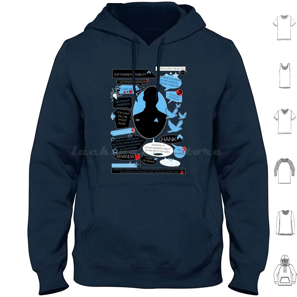 Connor _ Quote Hoodies Long Sleeve Connor Rk800 Detroit Become Human Detroit Deviant Android Conner Hank Kara Markus