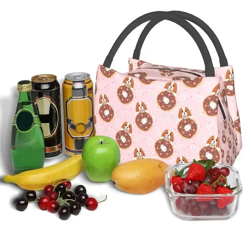 Love Cavalier King Charles Spaniel en Donut geïsoleerde lunchtassen voor vrouwen Leuke hond koeler Thermische lunchbox Werkpicknick